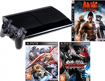 Игровая приставка Sony PlayStation 3 Super Slim + Tekken 6, Soul Calibur 5, Tekken Tag Tournament